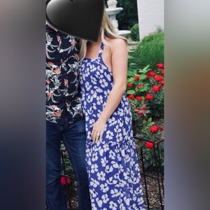 Blue Floral Halter Maxi Dress Size M